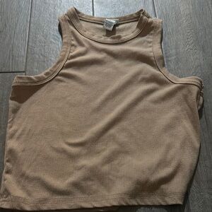 Casual Tan Ribbed Tank Top